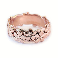 Carved Flower Band Ring for Women - Sweet Birthday Gift - Sizes Available