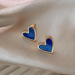 Heart Shape Navy Stud Earrings Alloy Jewelry Delicate Gift