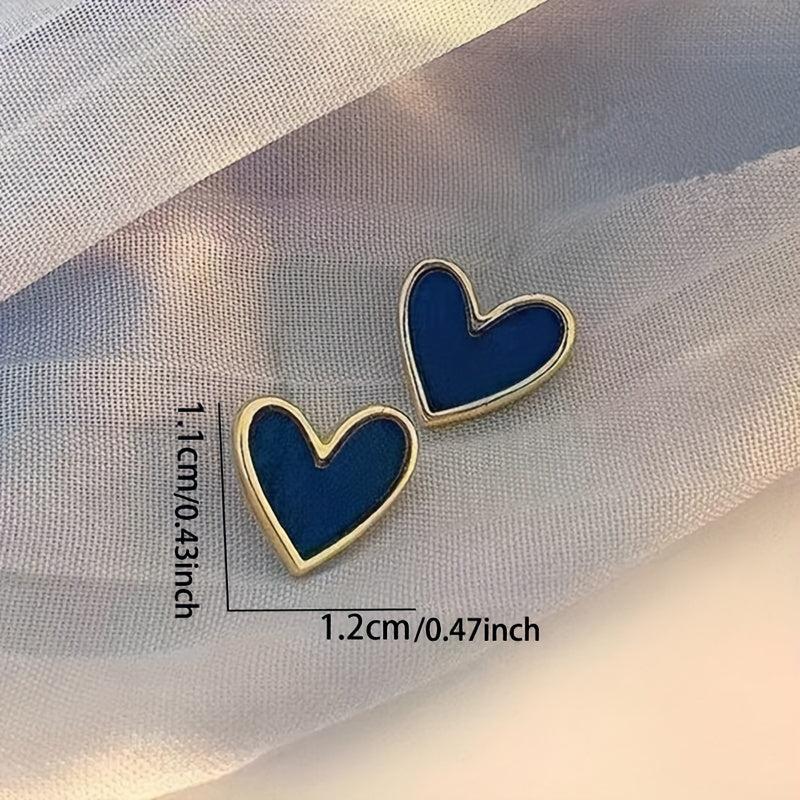 Heart Shape Navy Stud Earrings Alloy Jewelry Delicate Gift