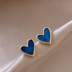 Heart Shape Navy Stud Earrings Alloy Jewelry Delicate Gift