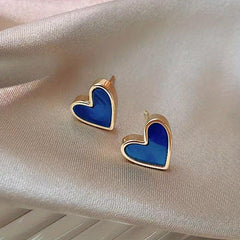 Heart Shape Navy Stud Earrings Alloy Jewelry Delicate Gift