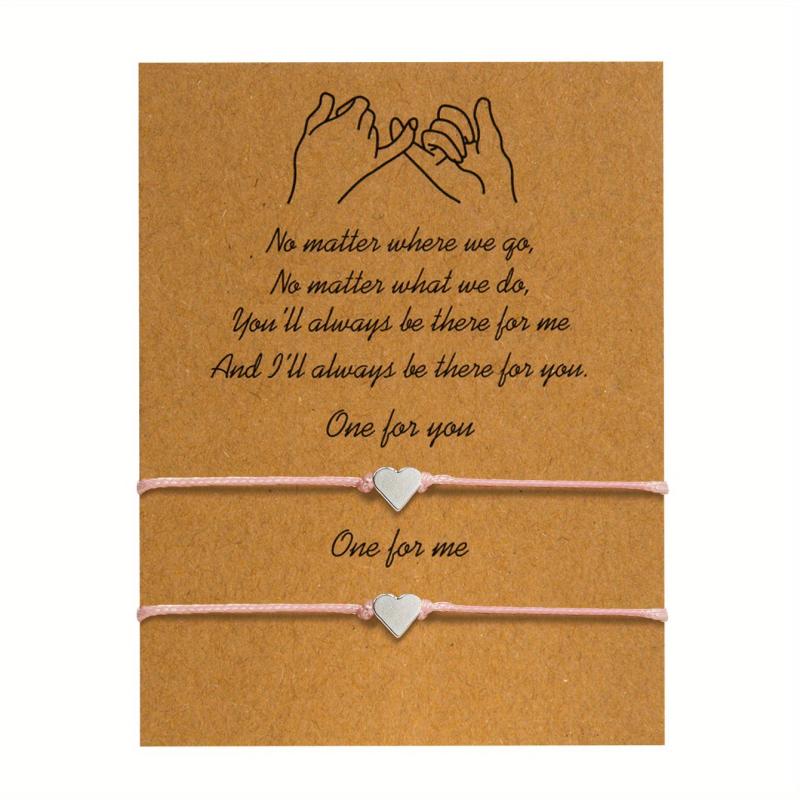 2pcs Woven Blessing Card Heart Couple Bracelet Set