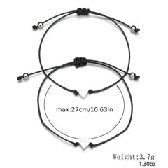 2pcs Woven Blessing Card Heart Couple Bracelet Set