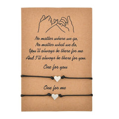 2pcs Woven Blessing Card Heart Couple Bracelet Set