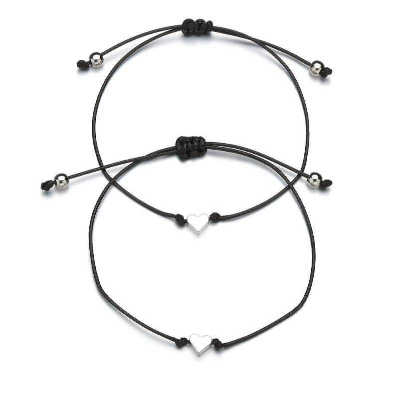 2pcs Woven Blessing Card Heart Couple Bracelet Set