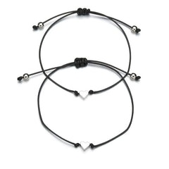 2pcs Woven Blessing Card Heart Couple Bracelet Set