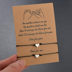 2pcs Woven Blessing Card Heart Couple Bracelet Set