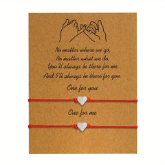 2pcs Woven Blessing Card Heart Couple Bracelet Set