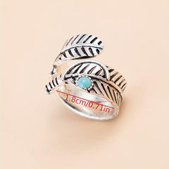 Vintage Leaf Ring Silver Plated Adjustable Wrap Ring