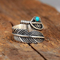 Vintage Leaf Ring Silver Plated Adjustable Wrap Ring