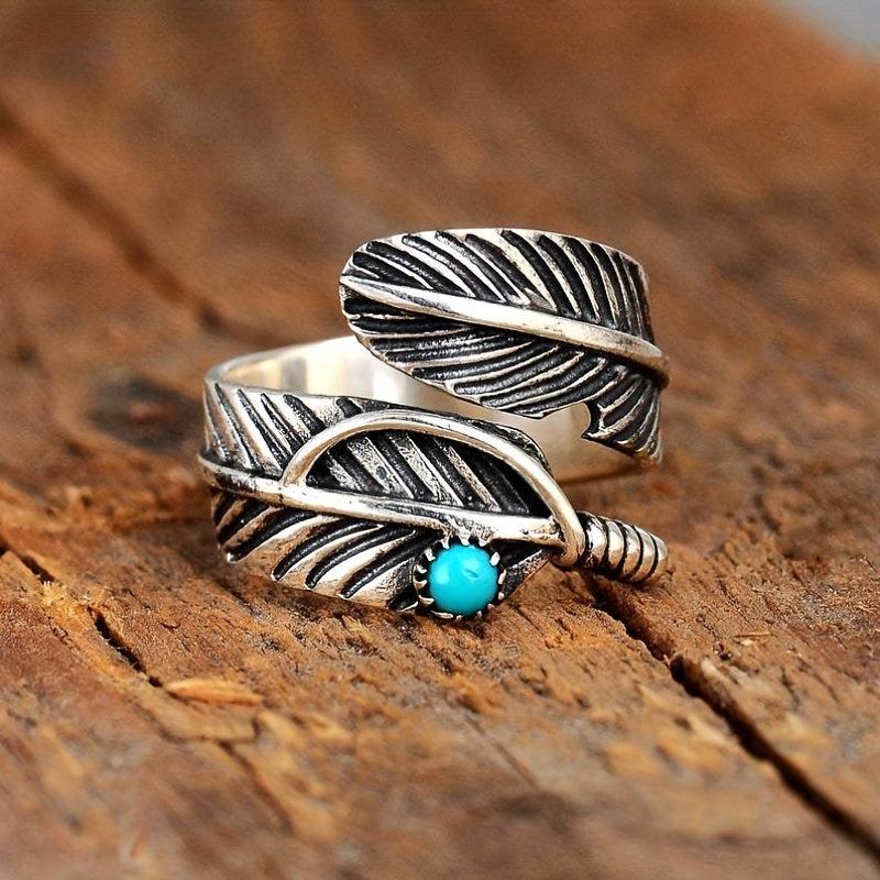 Vintage Leaf Ring Silver Plated Adjustable Wrap Ring