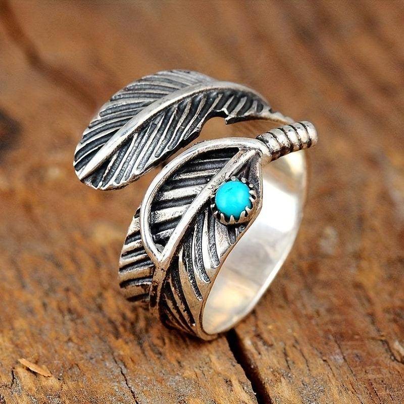 Vintage Leaf Ring Silver Plated Adjustable Wrap Ring
