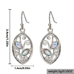 Colorful Stone Inlaid Leaf Dangle Earrings
