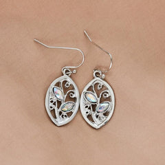 Colorful Stone Inlaid Leaf Dangle Earrings