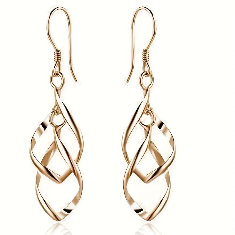 Hollow Geometric Dangle Earrings, Sexy Style, Silver Plated