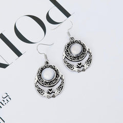Stone Inlaid Alloy Dangle Earrings Retro Style Jewelry