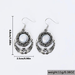 Stone Inlaid Alloy Dangle Earrings Retro Style Jewelry