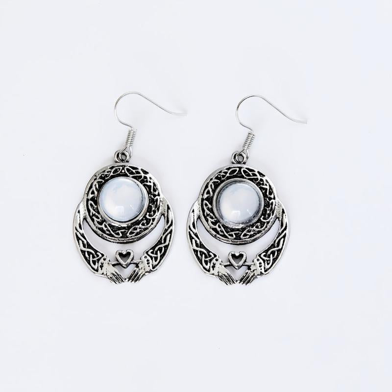 Stone Inlaid Alloy Dangle Earrings Retro Style Jewelry