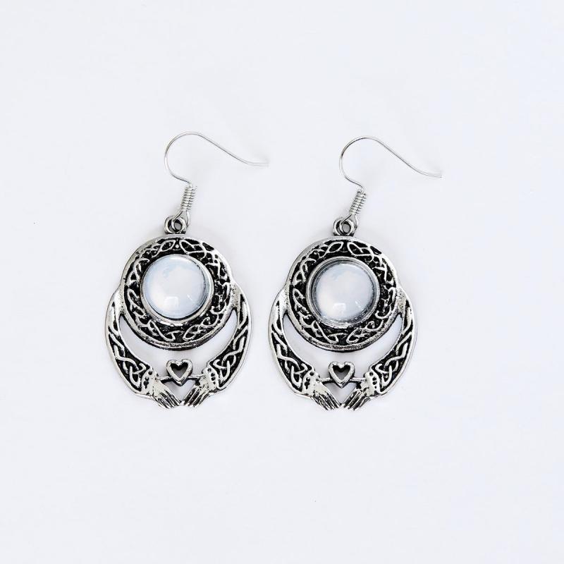 Stone Inlaid Alloy Dangle Earrings Retro Style Jewelry