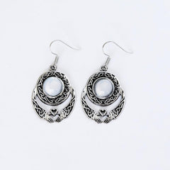 Stone Inlaid Alloy Dangle Earrings Retro Style Jewelry