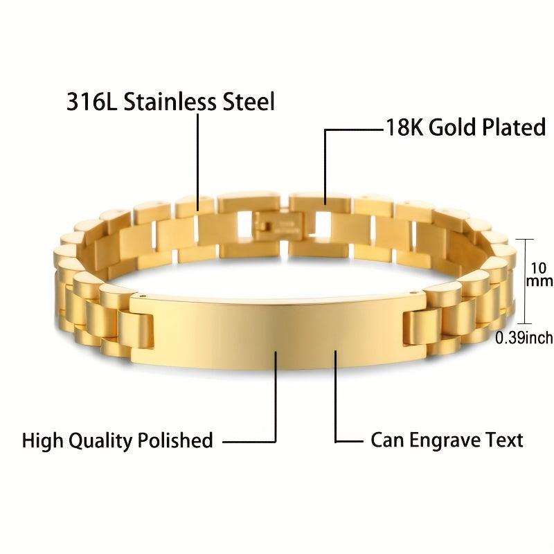 Personalized Engraved Bar Bracelet Stainless Steel Hand Jewelry