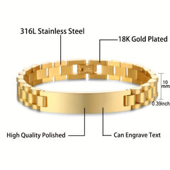 Personalized Engraved Bar Bracelet Stainless Steel Hand Jewelry