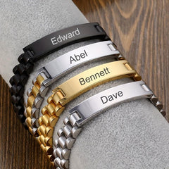 Personalized Engraved Bar Bracelet Stainless Steel Hand Jewelry