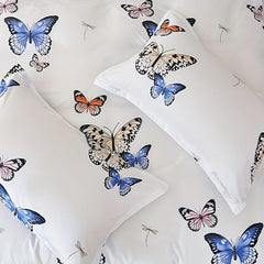 3pcs Butterfly Print Bedding Set Soft Duvet Cover Gift