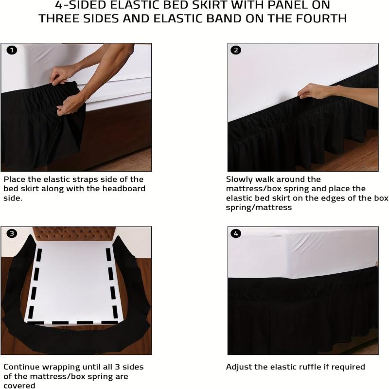 1pc Flounce Bed Skirt Elastic Adjustable Bedroom Decor