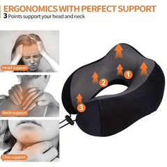 Portable U Shape Memory Foam Pillow for Travel Nap - Removable Washable