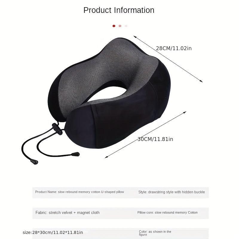 Portable U Shape Memory Foam Pillow for Travel Nap - Removable Washable