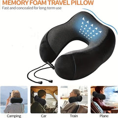 Portable U Shape Memory Foam Pillow for Travel Nap - Removable Washable