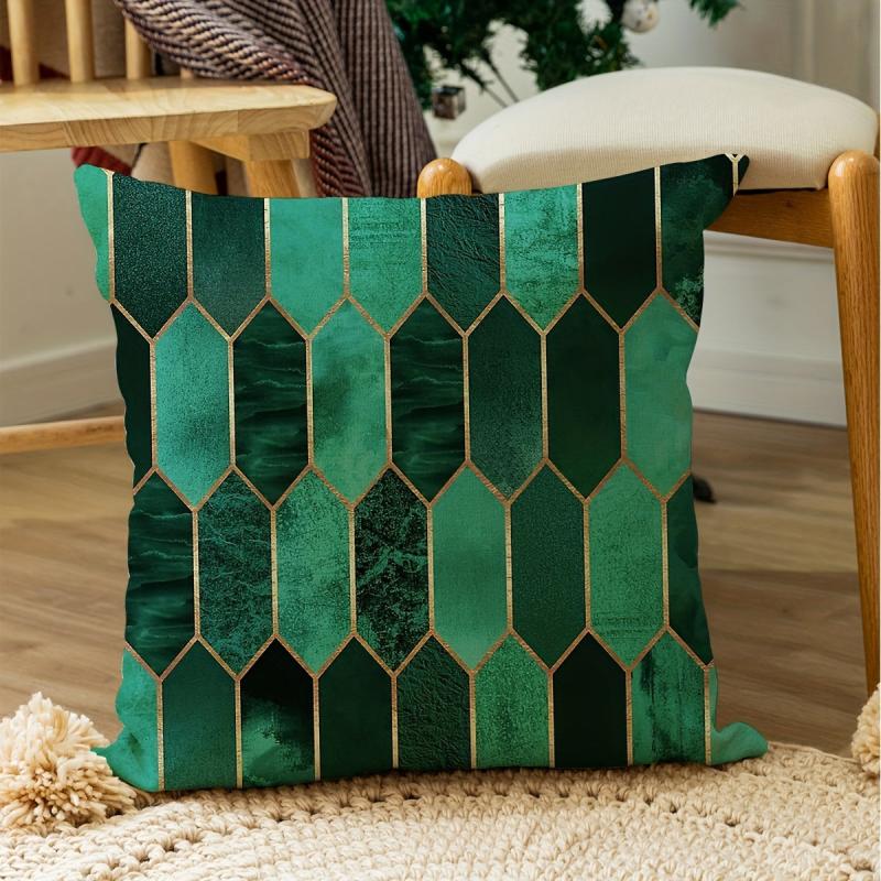 Geometric Checkered Diamond Patchwork Printed Pillowcase