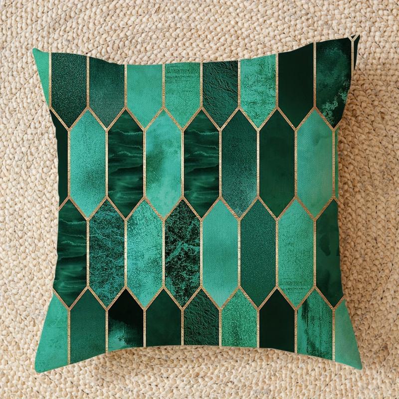 Geometric Checkered Diamond Patchwork Printed Pillowcase
