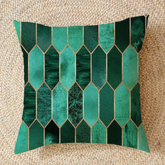 Geometric Checkered Diamond Patchwork Printed Pillowcase