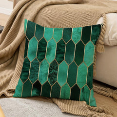Geometric Checkered Diamond Patchwork Printed Pillowcase