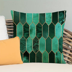 Geometric Checkered Diamond Patchwork Printed Pillowcase