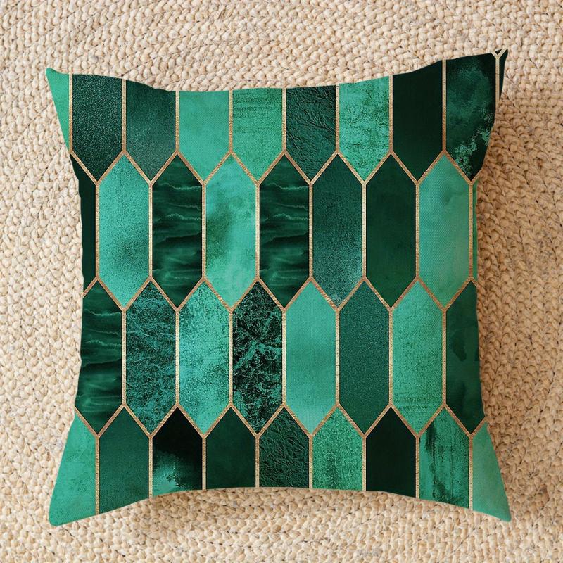 Geometric Checkered Diamond Patchwork Printed Pillowcase
