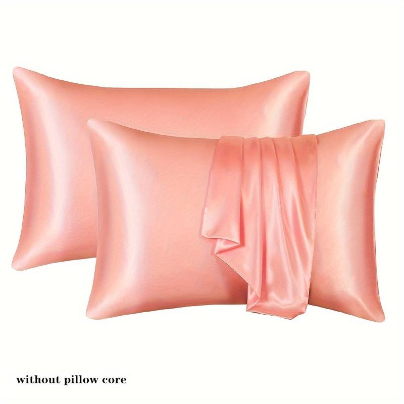 2pcs Satin Pillow Cases Soft & Breathable Envelope Closure Smooth Pillow Cover