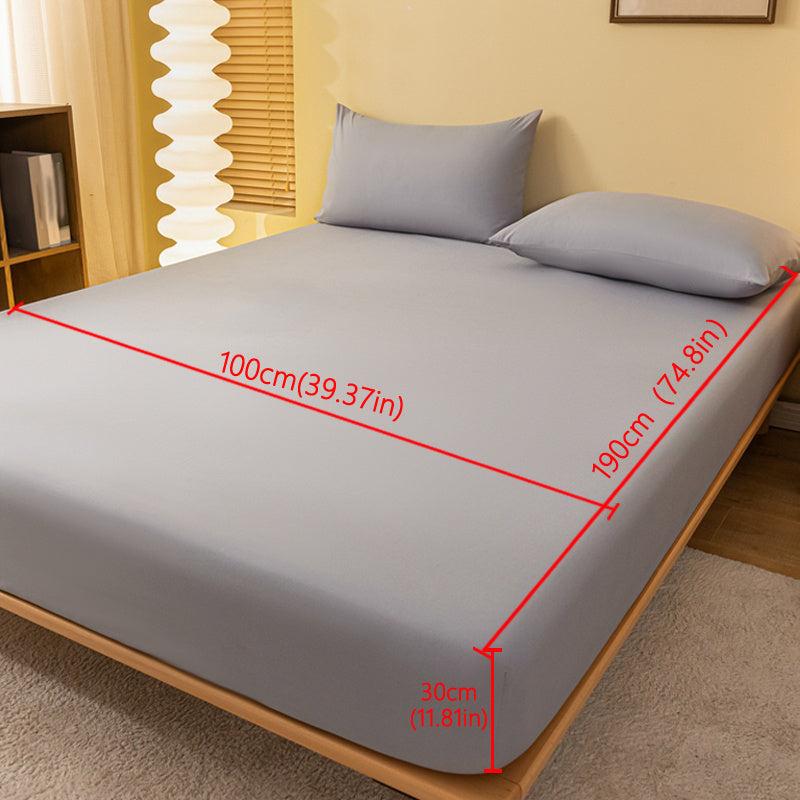 Soft Light Grey Brushed Fitted Sheet Comfortable Solid Color Bedding Deep Pocket