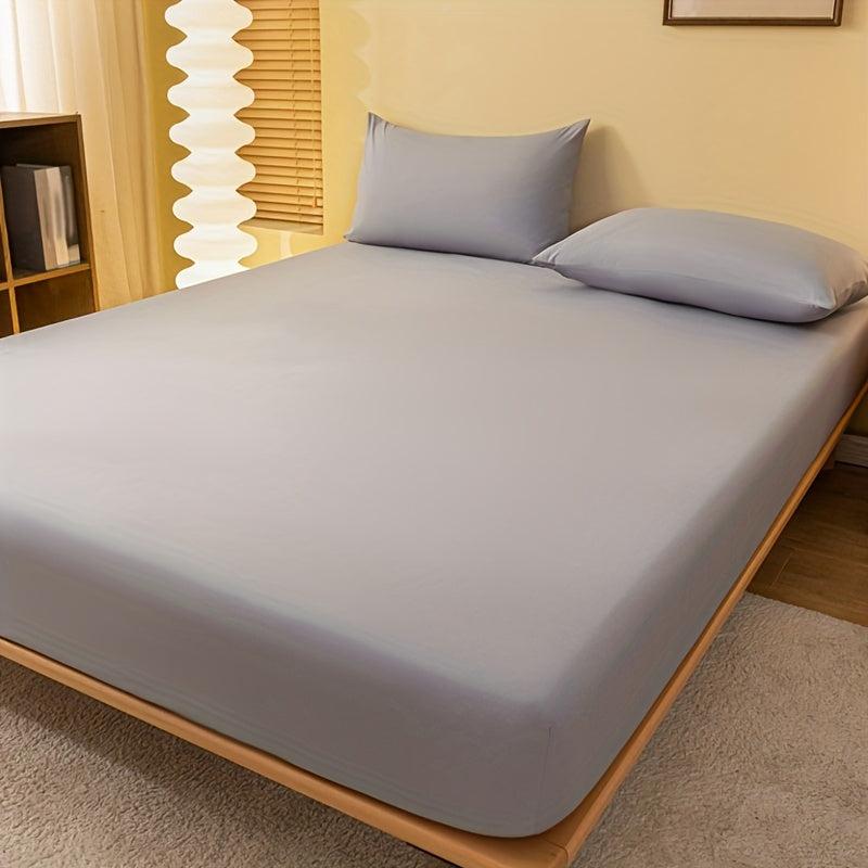 Soft Light Grey Brushed Fitted Sheet Comfortable Solid Color Bedding Deep Pocket