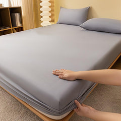 Soft Light Grey Brushed Fitted Sheet Comfortable Solid Color Bedding Deep Pocket