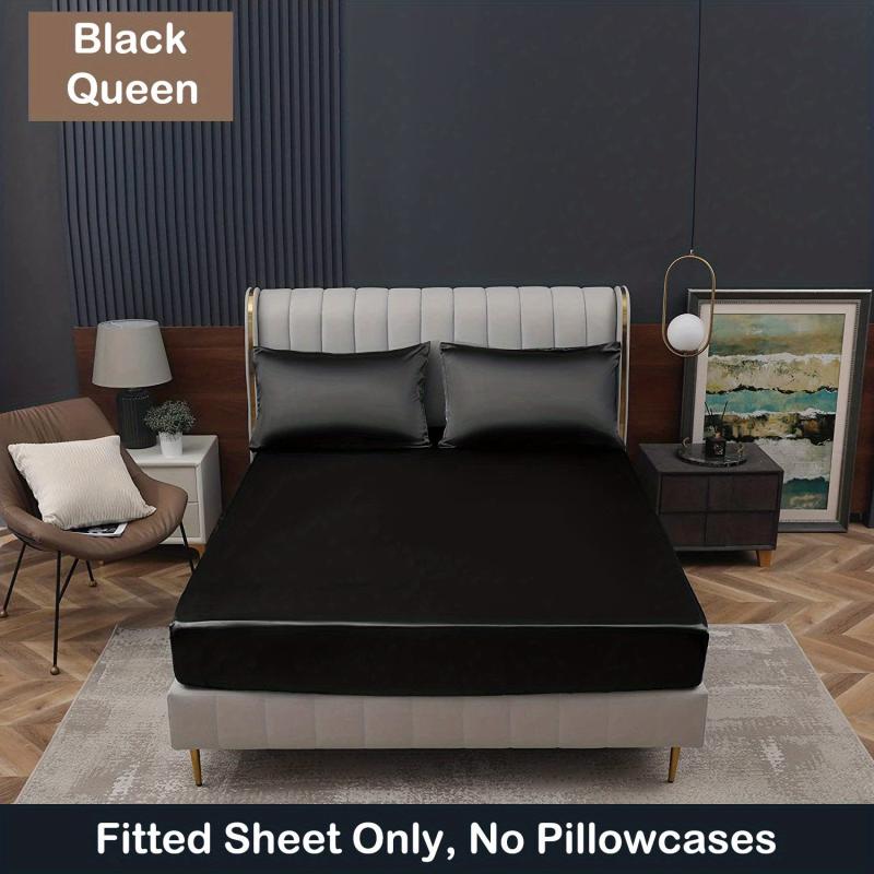 Soft Silk Satin Fitted Sheet for Bedroom Dorm Room