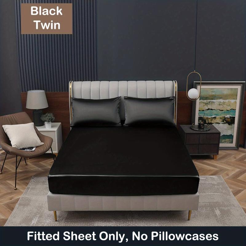 Soft Silk Satin Fitted Sheet for Bedroom Dorm Room