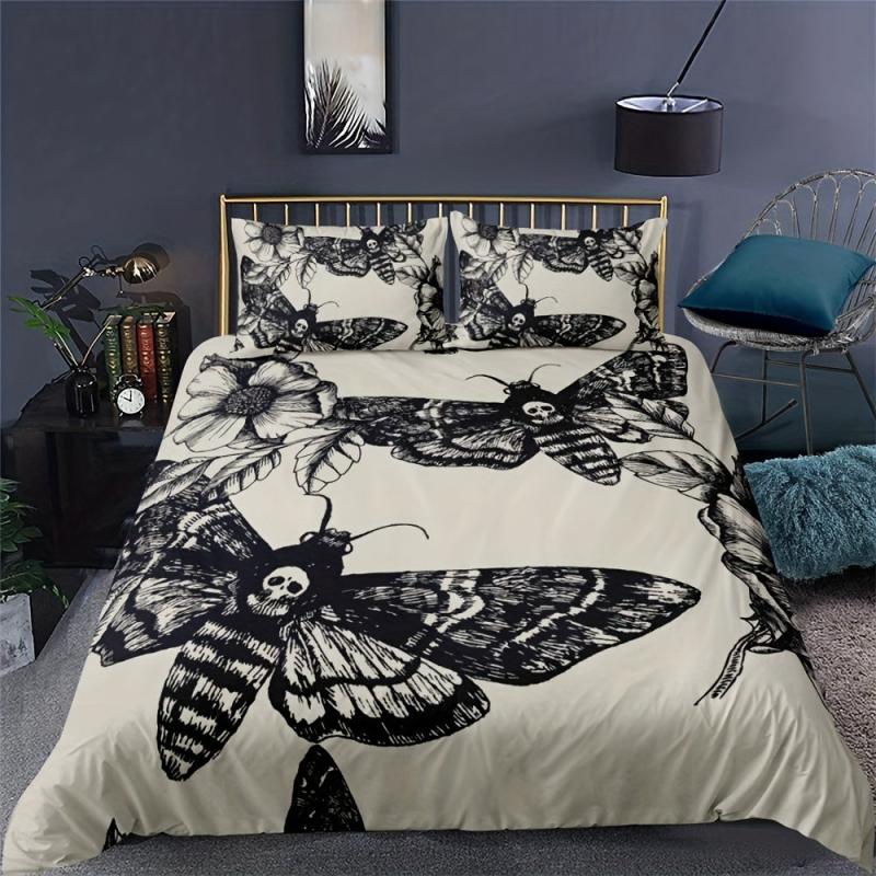 Gothic Skull Print Duvet Set for All Seasons - 3pcs