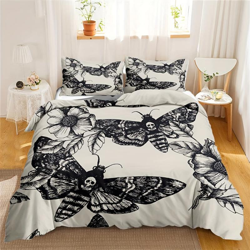 Gothic Skull Print Duvet Set for All Seasons - 3pcs
