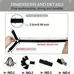 Adjustable Elastic Bed Sheet Holder with 12 Clips Fasteners