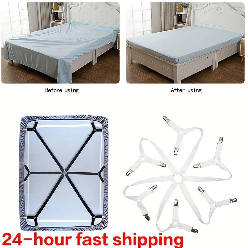 Adjustable Elastic Bed Sheet Holder with 12 Clips Fasteners