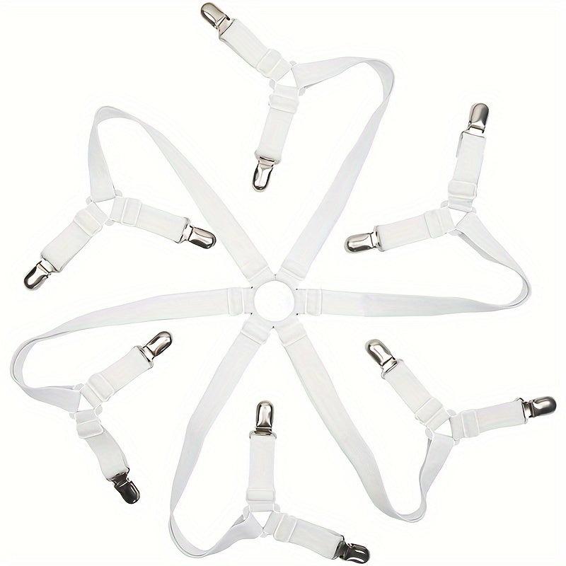 Adjustable Elastic Bed Sheet Holder with 12 Clips Fasteners