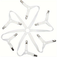 Adjustable Elastic Bed Sheet Holder with 12 Clips Fasteners